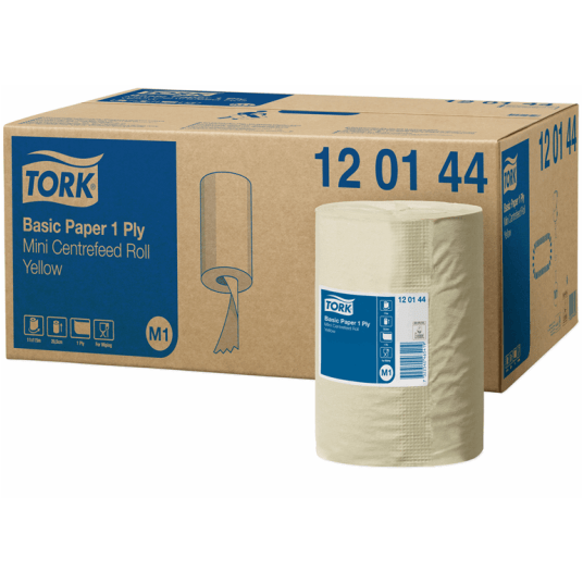 Czyściwo TORK M1 Makulatura papierowe do podstawowych zadań bez perforacji żółte 1w 115m [Opakowanie: 11 szt.]