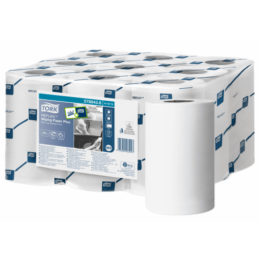 Czyściwo TORK M3 Reflex Celuloza + makulatura papierowe do średnich zabrudzeń białe 2w 67m 200o [Opakowanie: 9 szt.]