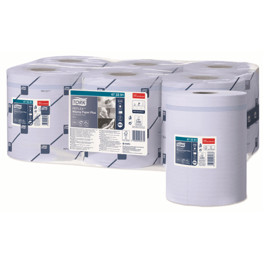 Czyściwo TORK M4 Reflex Celuloza + makulatura papierowe do średnich zabrudzeń niebieskie 2w 150,8m 450o [Opakowanie: 6 szt.]