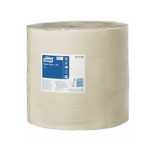 Czyściwo TORK W1 Makulatura papierowe do podstawowych zadań bez perforacji żółte 1w 1190m