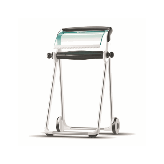 Dozownik TORK W1 Performance stojak podłogowy na czyściwa w roli biało-turkusowy