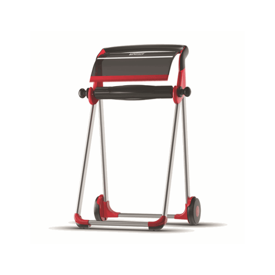 Dozownik TORK W1 Performance stojak podłogowy na czyściwa w roli czerwono-czarny