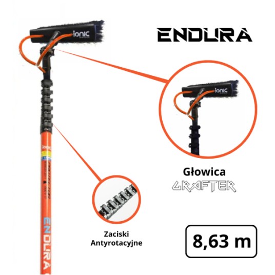 IONIC Kij teleskopowy Endura Carbon Fibre 32 ft / 5,2 ft - 8,63 m / 1,58 m - Grafter