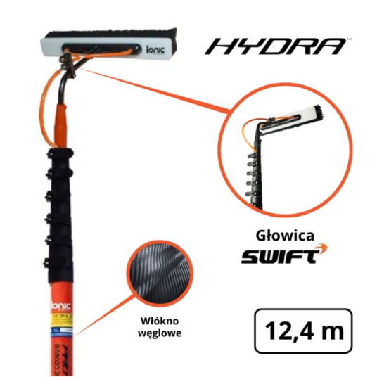IONIC Kij teleskopowy HYDRA Carbon 45 ft / 7,3 ft - 12,40 m / 2,13 m - SWIFT
