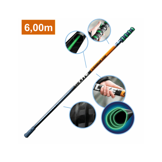 Kij Teleskopowy nLite CARBON 24K 6,00 m / 1,70 m