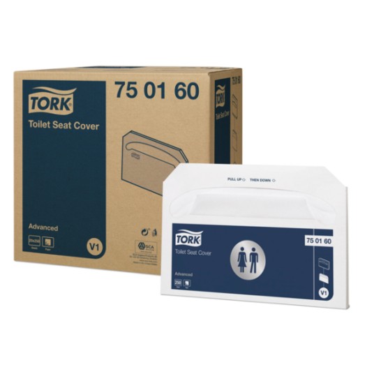 Nakładki sedesowe TORK V1 Adv. łatworozpuszczalne białe [20 opakowań x 250 szt. = 1 karton]