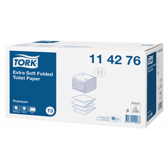 Papier toaletowy TORK T3 Prem. FOLDED Celuloza ekstra miękki w składce biały 2w 252o [Karton: 30 szt.]
