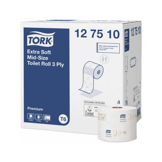Papier toaletowy TORK T6 Prem. Mid-size Celuloza + makulatura ekstra biały 3w 70m [Karton: 27 szt.]
