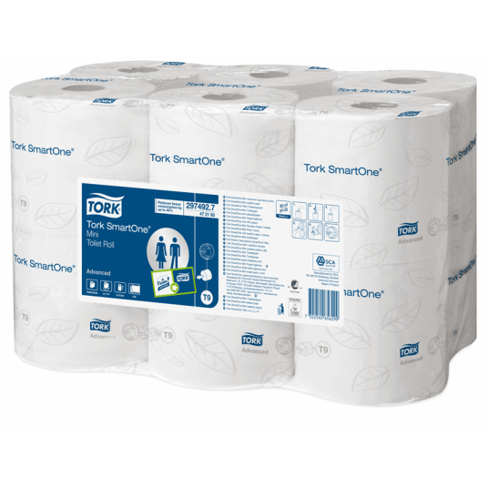 Papier toaletowy TORK T9 Adv. SmartOne® Mini Celuloza + makulatura w roli biały 2w 111,6m 620o [Karton: 12 szt.]