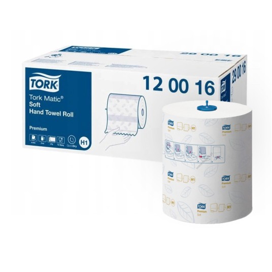 Ręcznik TORK H1 Prem. MATIC Celuloza ekstra miękki ręcznik w roli biały 2w 120m 480o [Karton: 6 szt.] (120016)