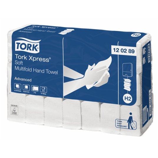 Ręcznik TORK H2 Adv. Xpress® Multifold Celuloza + makulatura miękki ręcznik 3 panelowy biały 2w 180o [Karton: 21 szt.]