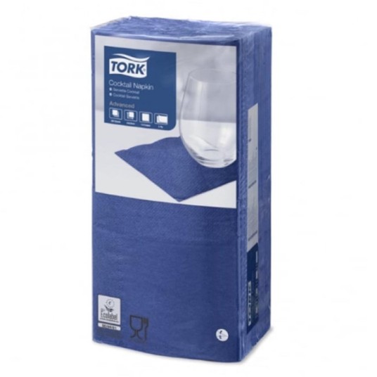 Serwetki TORK Advanced Celuloza koktajlowe, składane w 1/4 ciemno niebieskie 2w 200o [Karton: 12 opak.]
