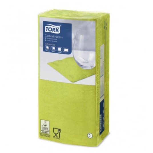 Serwetki TORK Advanced Celuloza koktajlowe, składane w 1/4 limonkowe 2w 200o [Karton: 12 opak.]