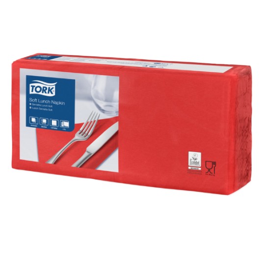 Serwetki TORK Advanced Celuloza lunchowe, składane w 1/4 bordowe 3w 150o [Karton: 10 opak.]