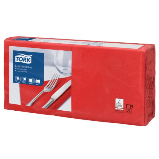 Serwetki TORK Advanced Celuloza lunchowe, składane w 1/4 czerwone 2w 200o [Karton: 10 opak.]