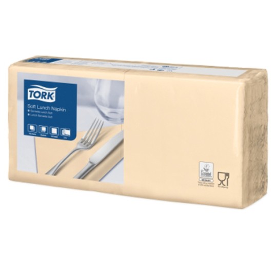 Serwetki TORK Advanced Celuloza lunchowe, składane w 1/4 piaskowe 3w 150o [Karton: 10 opak.]