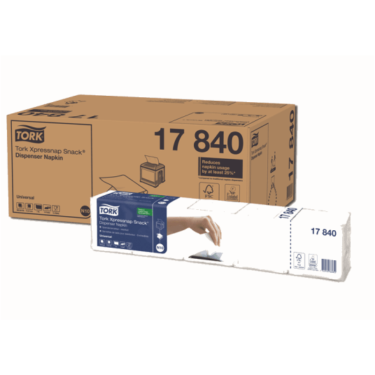 Serwetki TORK N10 Xpressnap Snack® Celuloza dyspenserowe, składane w 1/4 białe 1w 1125o [Karton: 8 opak.]