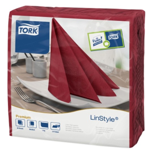 Serwetki TORK Premium Linstyle® Airlaid obiadowa, składane w 1/4 bordowe 1w 50o [Karton: 12 szt.]