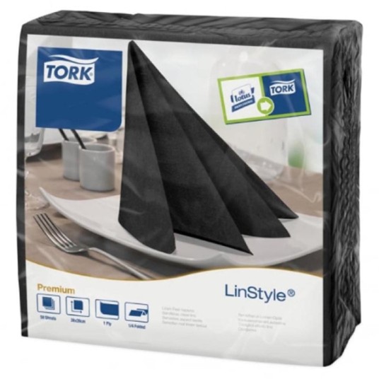 Serwetki TORK Premium Linstyle® Airlaid obiadowa, składane w 1/4 czarne 1w 50o [Karton: 12 szt.]