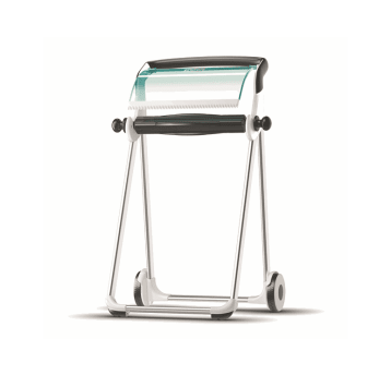 Dozownik TORK W1 Performance stojak podłogowy na czyściwa w roli biało-turkusowy