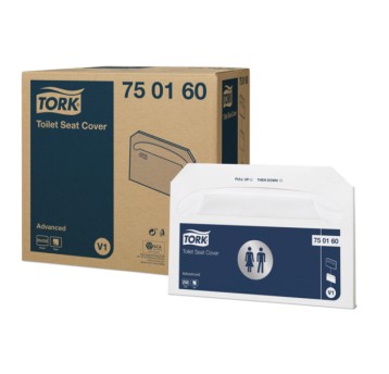Nakładki sedesowe TORK V1 Adv. łatworozpuszczalne białe [20 opakowań x 250 szt. = 1 karton]