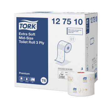 Papier toaletowy TORK T6 Prem. Mid-size Celuloza + makulatura ekstra biały 3w 70m [Karton: 27 szt.]