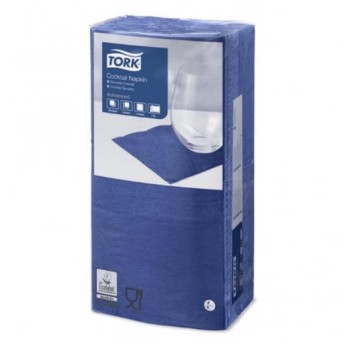 Serwetki TORK Advanced Celuloza koktajlowe, składane w 1/4 ciemno niebieskie 2w 200o [Karton: 12 opak.]