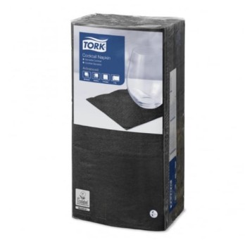 Serwetki TORK Advanced Celuloza koktajlowe, składane w 1/4 czarne 2w 200o [Karton: 12 opak.]