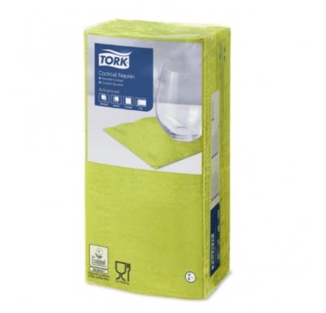 Serwetki TORK Advanced Celuloza koktajlowe, składane w 1/4 limonkowe 2w 200o [Karton: 12 opak.]