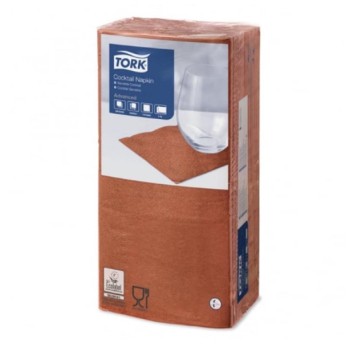 Serwetki TORK Advanced Celuloza koktajlowe, składane w 1/4 terracotta 2w 200o [Karton: 12 opak.]
