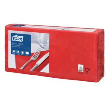 Serwetki TORK Advanced Celuloza lunchowe, składane w 1/4 czerwone 2w 200o [Karton: 10 opak.]