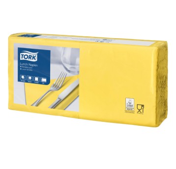 Serwetki TORK Advanced Celuloza lunchowe, składane w 1/4 żółte 2w 200o [Karton: 10 opak.]