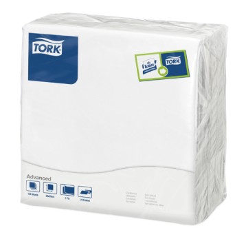 Serwetki TORK Advanced Celuloza obiadowe, składane w 1/4 białe 2w 150o [Karton: 12 opak.]