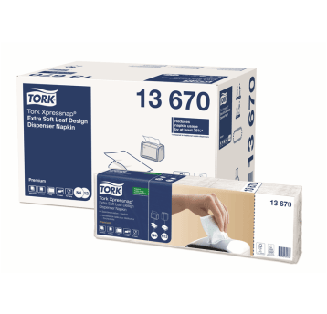 Serwetki TORK N4 Xpressnap® Celuloza ekstra miękkie, dyspenserowe, składane w 1/4 białe z dekorem 2w 500o [Karton: 8 opak.]