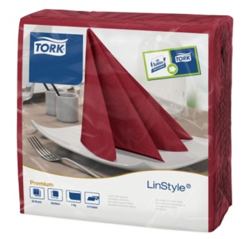 Serwetki TORK Premium Linstyle® Airlaid obiadowa, składane w 1/4 bordowe 1w 50o [Karton: 12 szt.]