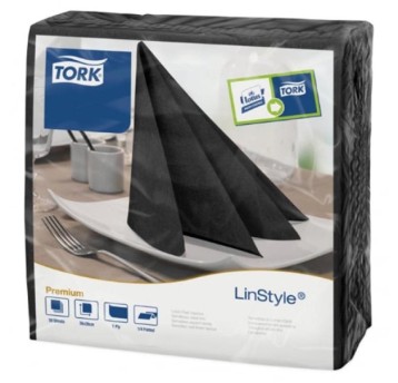 Serwetki TORK Premium Linstyle® Airlaid obiadowa, składane w 1/4 czarne 1w 50o [Karton: 12 szt.]